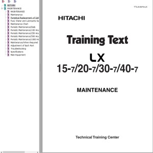 Hitachi LX15-7 LX20-7 LX30-7 LX40-7 Maintenance Manual TTLA-0575-LX