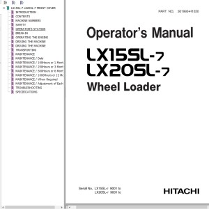 Hitachi LX15SL-7 LX20SL-7 Operator's Manual 301992-H01020