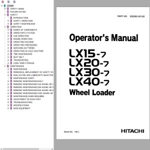 Hitachi LX17-7 LX20-7 LX30-7 LX40-7 Operator's Manual 302992-H0100