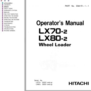 Hitachi LX70-2 LX80-2 Operator's Manual EM41R-1-1