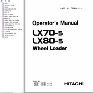 Hitachi LX70-5 LX80-5 Operator's Manual EM41X-1-1