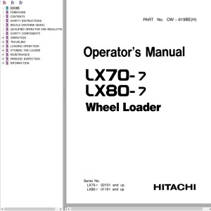 Hitachi LX70-5 LX80-5 Operator's Manual OW-619BE(H)