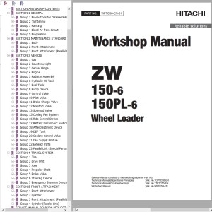 Hitachi ZW150-6 ZW150PL-6 Workshop Manual WPTC50-EN-01