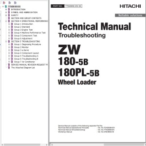 Hitachi ZW180-5B ZW180PL-5B Technical Manual TTNDB90-EN-00