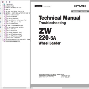 Hitachi ZW220-5A Technical Manual TTNEJ-EN-00