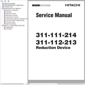 Hitachi 311-111-214 311-112-213 Reduction Device Service Manual KM-311111214-E-00