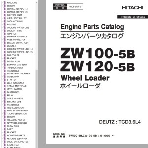 Hitachi ZW100-5B ZW120-5B Engine Parts Catalog PNCB-EG1-2