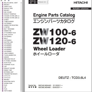 Hitachi ZW100-6 ZW120-6 Engine Part Catalog PNSAA0-EG1-3