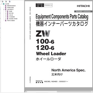 Hitachi ZW100-6 ZW120-6 Parts Catalog PNSA60-E1-2