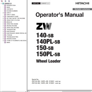Hitachi ZW140-5B ZW140PL-5B ZW150-5B ZW150PL-5B Operator's Manual ENMNDF-2-3