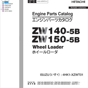 Hitachi ZW140-5B ZW150-5B Engine Parts Catalog 4HK1-XZWT01-2