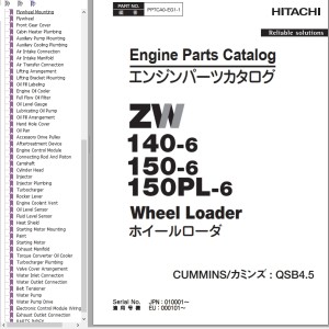 Hitachi ZW140-6 ZW150-6 ZW150PL-6 Engine Parts Catalog PPTCA0-EG1-1