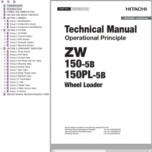 Hitachi ZW150-5B ZW150PL-5B Technical Manual TONDG90-EN-00