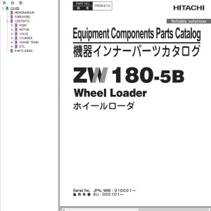 Hitachi ZW180-5B Parts Catalog PNDB-E1-3
