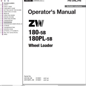 Hitachi ZW180-5B ZW180PL-5B Operator's Manual ENMNDB-CA2-4