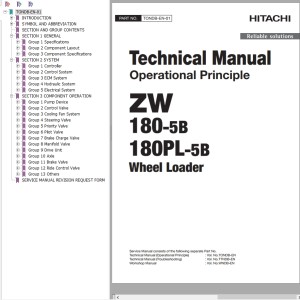 Hitachi ZW180-5B ZW180PL-5B Technical Manual TONDB-EN-01
