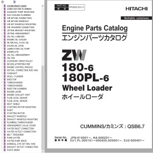 Hitachi ZW180-6 ZW180PL-6 Engine Parts Catalog PPD850-EG1-5