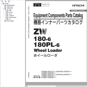 Hitachi ZW180-6 ZW180PL-6 Parts Catalog PPD850-E1-5
