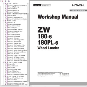 Hitachi ZW180-6 ZW180PL-6 Workshop Manual WPD850-EN-01