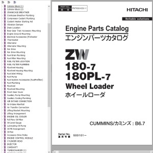 Hitachi ZW180-7 ZW180PL-7 Engine Parts Catalog PNTK50-EG1-1