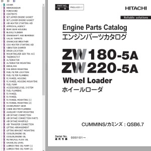 Hitachi ZW220-5A ZW180-5A Engine Parts Catalog PNDJ-EG1-1