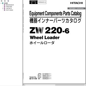Hitachi ZW220-6 Parts Catalog PNEK50-E1-3