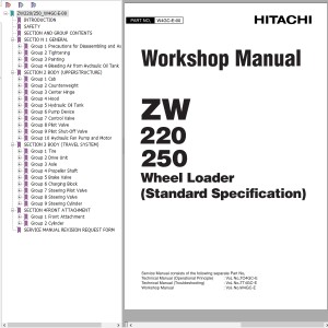 Hitachi ZW220 ZW250 Workshop Manual W4GC-E-00