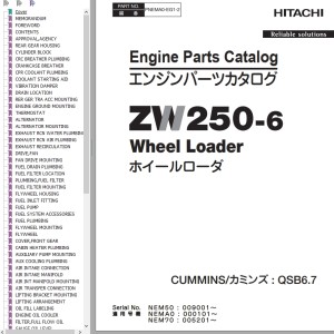Hitachi ZW250-6 Engine Parts Catalog PNEMA0-EG1-2