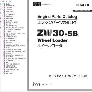 Hitachi ZW30-5B Engine Parts Catalog PNBBA0-EG1-1