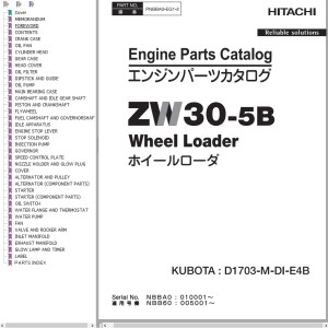 Hitachi ZW30-5B Engine Parts Catalog PNBBA0-EG1-2