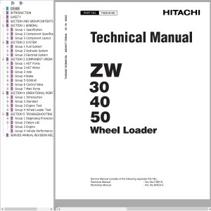 Hitachi ZW30 ZW40 ZW50 Technical Manual T4EK-E-00