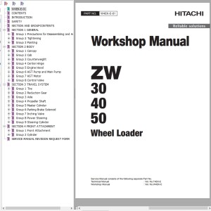 Hitachi ZW30 ZW40 ZW50 Workshop Manual W4EK-E-01