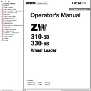 Hitachi ZW310-5B ZW330-5B Operator's Manual ENMNFA-CA1-4
