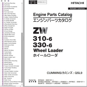 Hitachi ZW310-6 ZW330-6 Engine Parts Catalog PNFB50-EG1-5