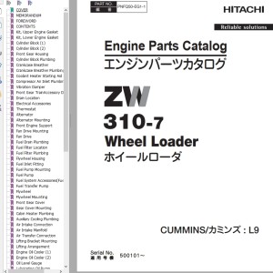 Hitachi ZW310-7 Engine Parts Catalog PNFQ50-EG1-1