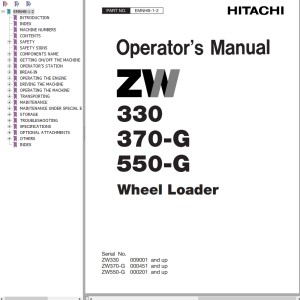 Hitachi ZW330 ZW550-G ZW370-G Operator's Manual EMNHB-1-2