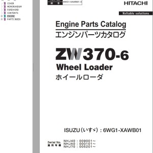 Hitachi ZW370-6 Engine Parst Catalog 6WG1-XAWB01-3
