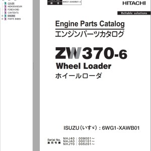 Hitachi ZW370-6 Engine Parts Catalog 6WG1-XAWB01-4