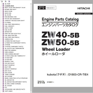 Hitachi ZW40-5B ZW50-5B Engine Parts Catalog PNBCA0-EG1-1