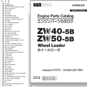 Hitachi ZW40-5B ZW50-5B Engine Parts Catalog PNBCA0-EG1-2