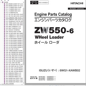 Hitachi ZW550-6 Engine Parts Catalog 6WG1-XAWB02-4