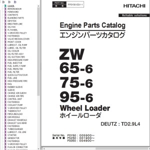 Hitachi ZW65-6 ZW75-6 ZW95-6 Engine Parts Catalog PPSY50-EG1-1