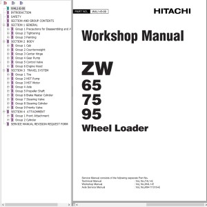 Hitachi ZW65 ZW75 ZW95 Workshop Manual W4L1-E-00