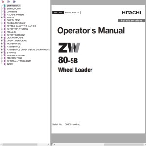 Hitachi ZW80-5B Operator's Manual ENMNCH-NA1-4