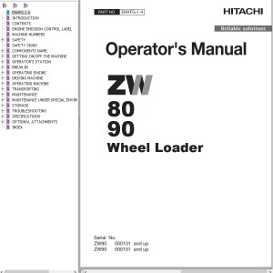 Hitachi ZW80 ZW90 Operator's Mannual EM4FG-1-4