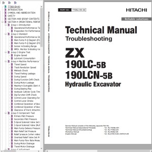 Hitachi ZX190LC-5B ZX190LCN-5B Technical Manual TTDBJ-EN-00