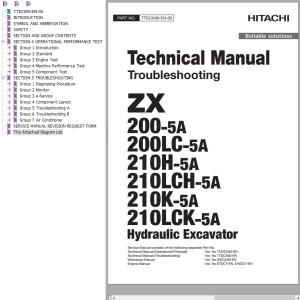 Hitachi ZX200-5A ZX210LCK-5A Technical Manual TTDCX90-EN-00