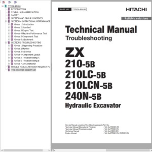 Hitachi ZX210-5B ZX240N-5B Technical Manual TTDCK-EN-00