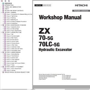 Hitachi ZX70-5G ZX70LC-5G Workshop Manual WDEA-EN-00