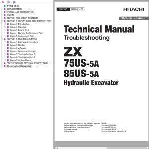 Hitachi ZX75US-5A ZX85US-5A Technical Manual TTDEB-EN-00